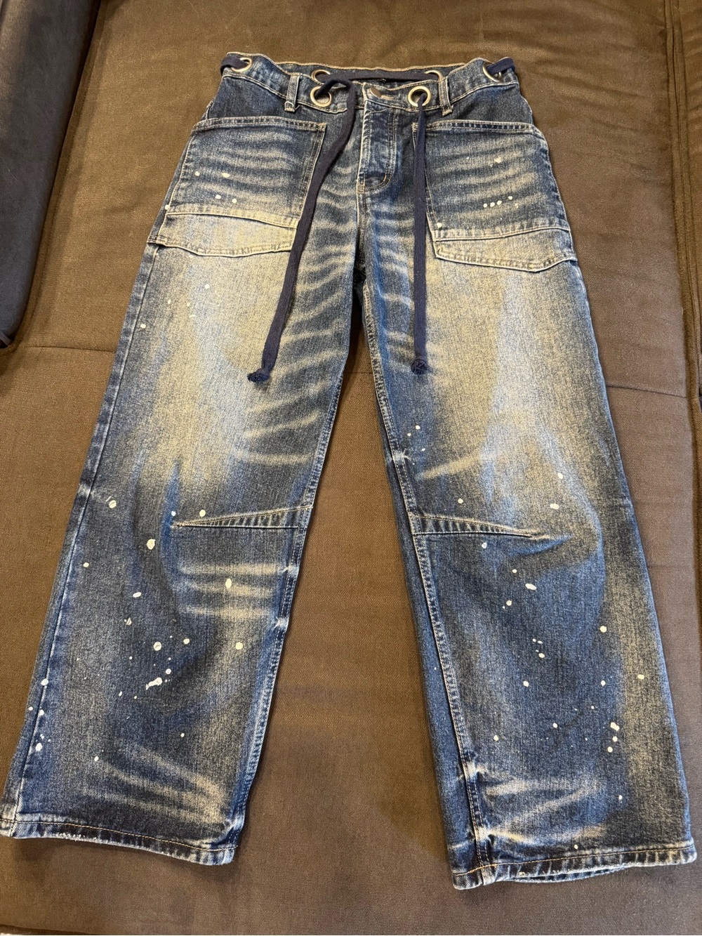 Flamingals Paint-Splatter Barrel Jeans